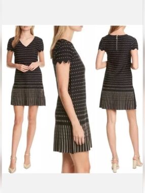 Ted Baker Maciiey navy blue metallic gold Knit Dress womens size 2 NEW